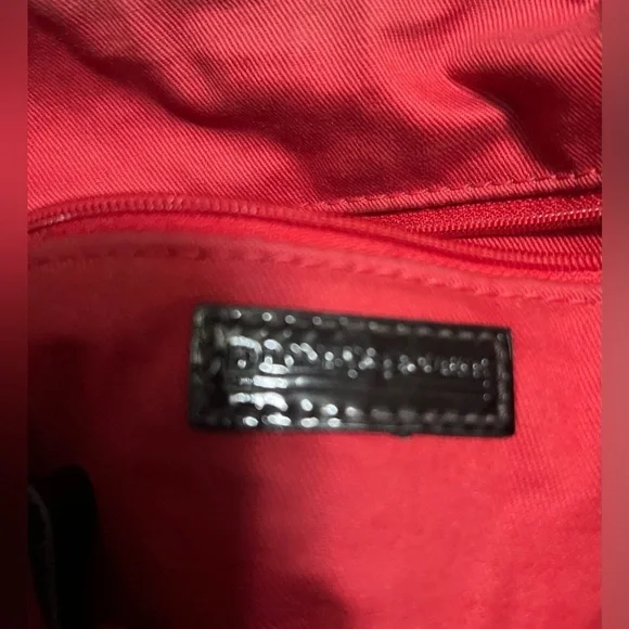 Dooney & Bourke Nikki Hobo Bag Signature Canvas Patent Leather Trim Black Brown - Picture 6 of 11